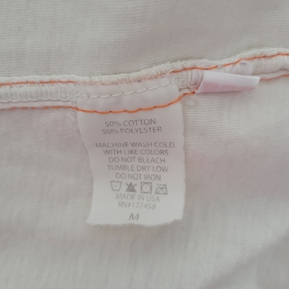 American Fighter Men's Medium White Short Sleeve Graphic Tee T-shirt Orange Blue - Picture 6 of 6